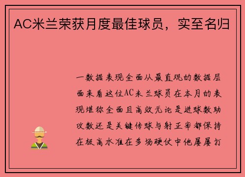 AC米兰荣获月度最佳球员，实至名归
